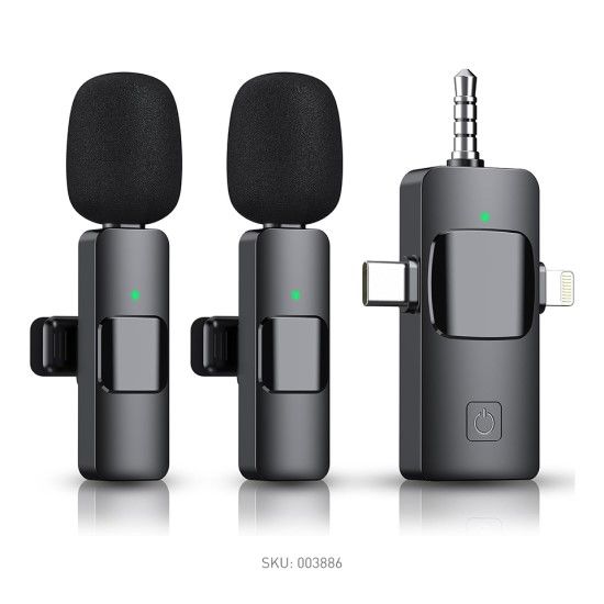  Wireless Lavalier Microphone, 3-in-1 Plug-Play Lapel Microphone for iPhone, iPad, Android - View 3