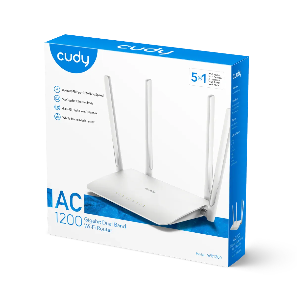 Cudy  Cudy AC1200 Gigabit Wi-Fi Mesh Router | WR1300 - View 2