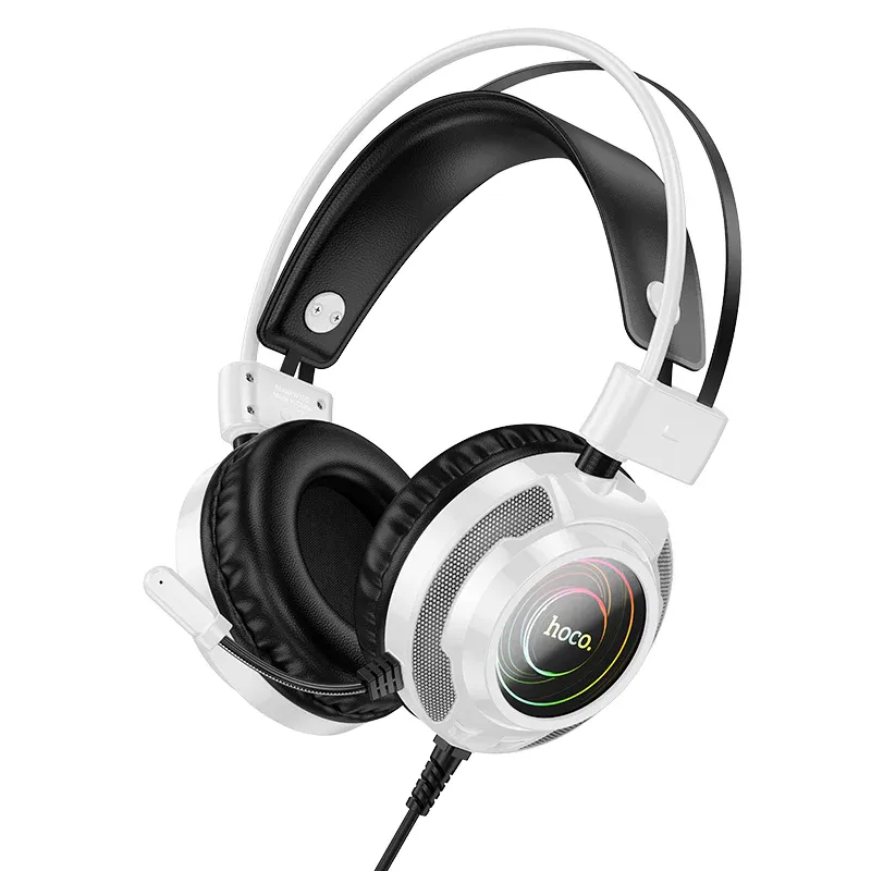 Hoco Wired Hoco Wired RGB Gaming Headphones - White | W110 - Headsets - Lebanon