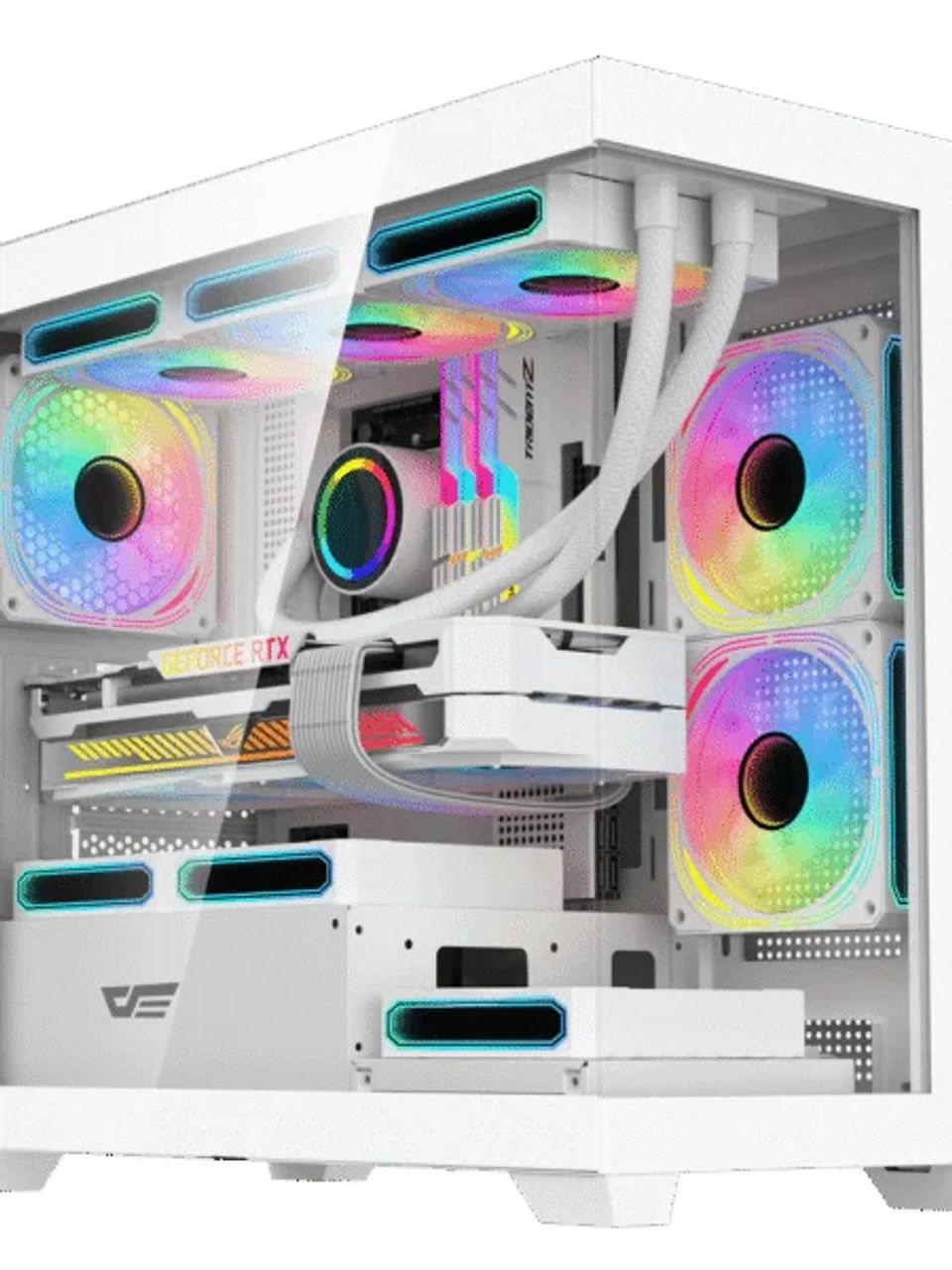 DarkFlash DarkFlash DS900M M‑ATX PC Case – White (3 ARGB Fans) | DS900M - computer parts - Lebanon