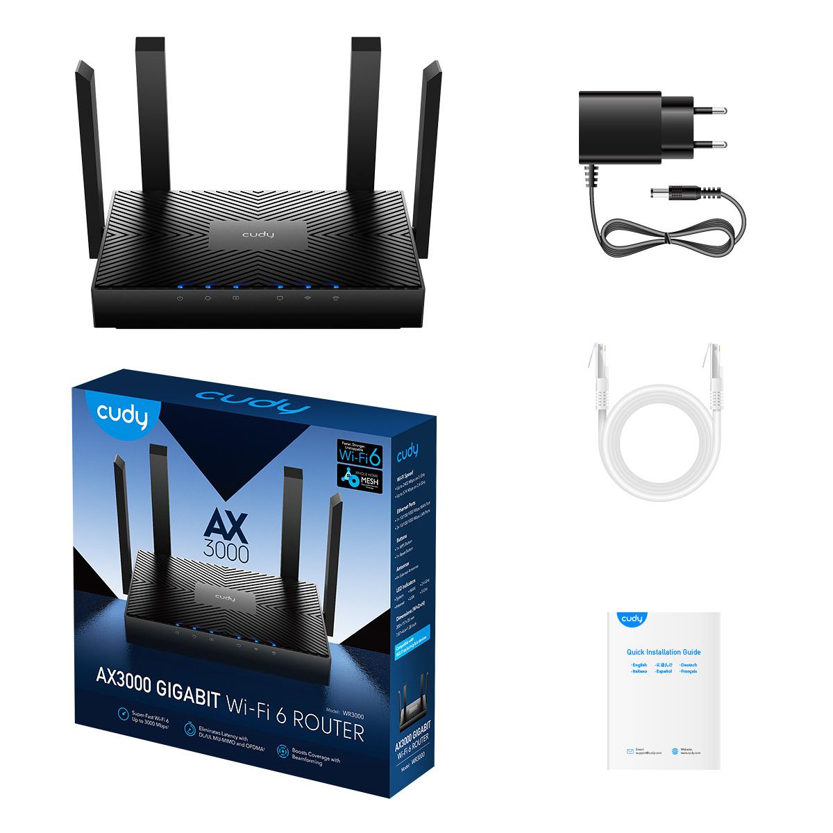 Cudy Cudy AX3000 Gigabit Wi-Fi 6 Mesh Router | WR3000 - View 3
