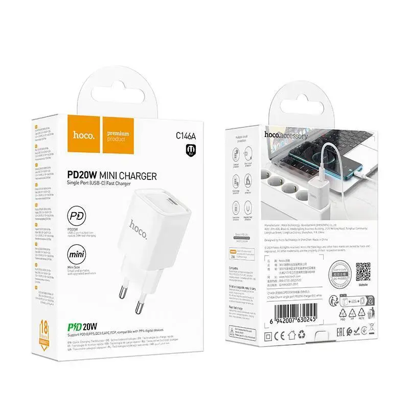 Hoco C146A Adapter PD20W mini charger - phone Accessories - Lebanon